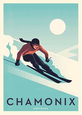 Chamonix Mont Blanc Ski Poster