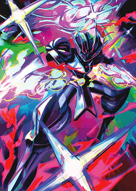 Abstract Warrior with Starry Weapons