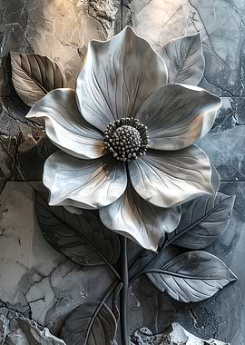 Sculptural Flower on Marble Background