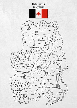 Handdrawn Map of Udmurtia