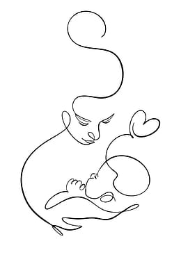 Mother and Child Line Art