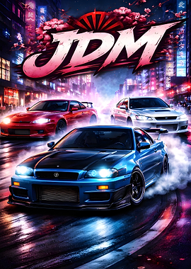 JDM Cars Racing at Night