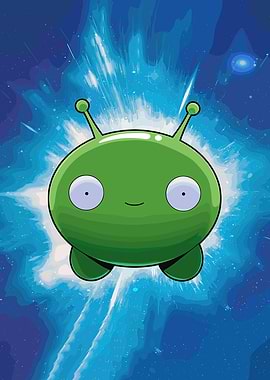 Green Alien in Space