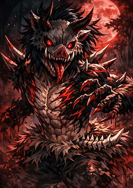 Boar Demon with Red Moon
