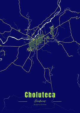 Choluteca Honduras Map Art