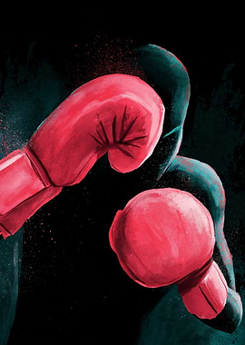 Boxer's Red Gloves in Action