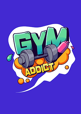 Gym Addict Cartoon Illustration