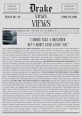 Drake Views Lyrics Report Special Edition