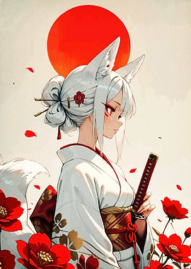Anime Fox Girl with Katana