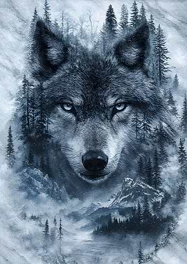 Wolf and Winter Forest