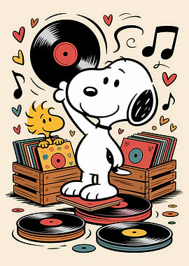 Snoopy and Woodstock Vinyl DJ