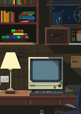 Retro computer desk setup