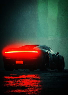 Supercar with Red Lights Poster