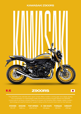Kawasaki Z900RS Motorcycle Poster