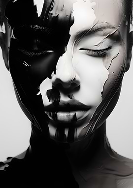 Abstract Face with Black and White Paint