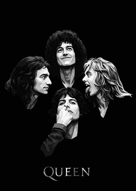 Queen Band Monochrome Portrait