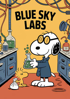 Snoopy and Woodstock in Blue Sky Labs