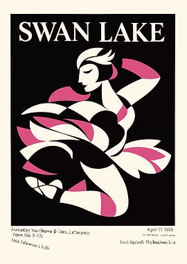 Swan Lake Art Nouveau Poster