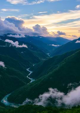 Mountain Valley River Landscape