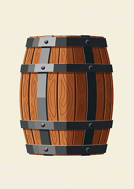 Wooden Barrel with Metal Bands