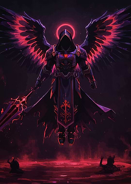 Dark Angel Warrior with Red Wings