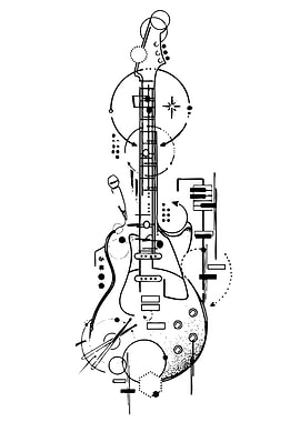 Abstract Guitar Line Art