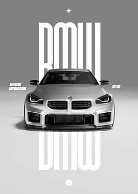 BMW M2 G87 White Car Poster