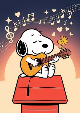 Snoopy and Woodstock Playing Music