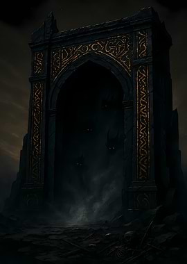 Dark Fantasy Gate with Eerie Figures