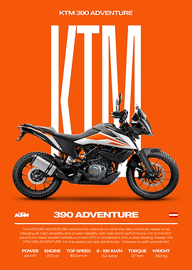 KTM 390 Adventure Motorcycle Poster
