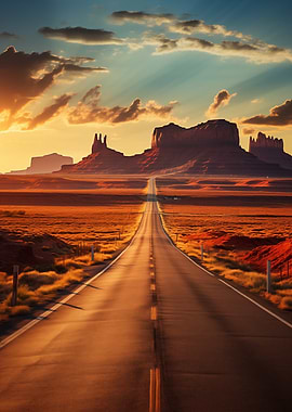 Monument Valley Road at Sunset
