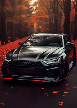 Black Audi RS6 in Autumn