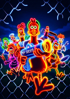 Chicken Run: Dawn of the Nugget Neon Poster