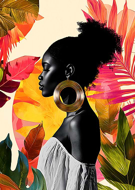 Black Woman with Large Gold Earrings