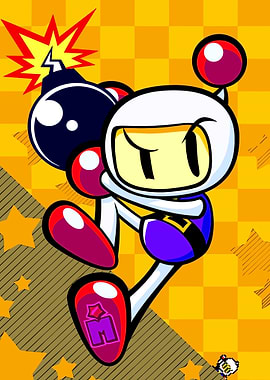 Bomberman holding a bomb