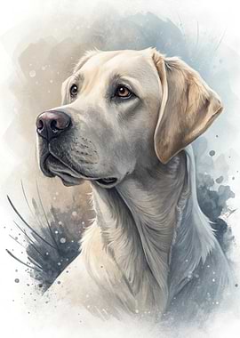 Watercolor Portrait of a Golden Labrador