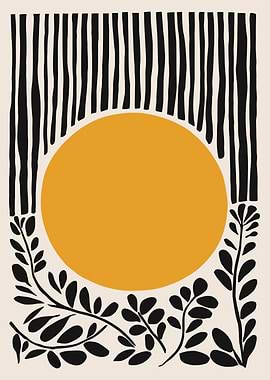 Abstract Sun and Plant Art