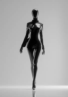 Glossy Black Chrome Bodysuit