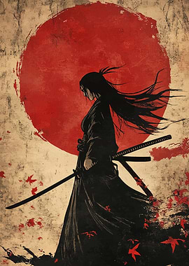 Samurai Warrior Under a Red Sun