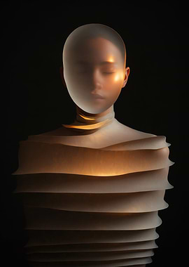 Ethereal Figure with Translucent Head