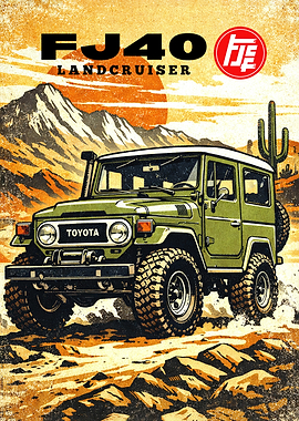 Toyota FJ40 Land Cruiser Desert Poster