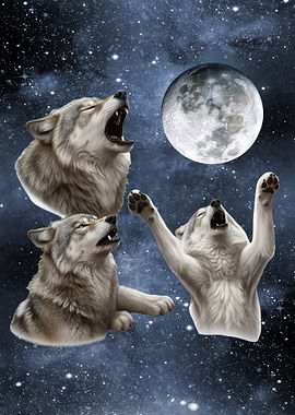 Wolves howling at the moon