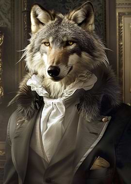 Anthropomorphic Wolf in Victorian Attire