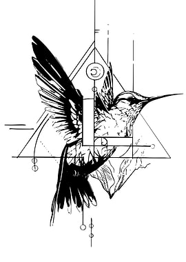 Geometric Hummingbird Tattoo Design