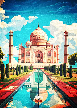 Taj Mahal Agra Reflection Poster