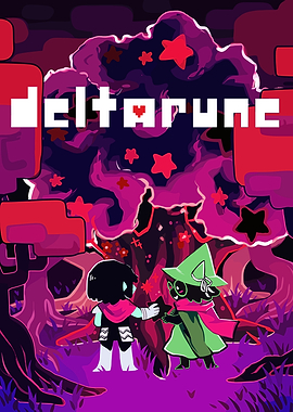 Deltarune Kris and Ralsei in a forest