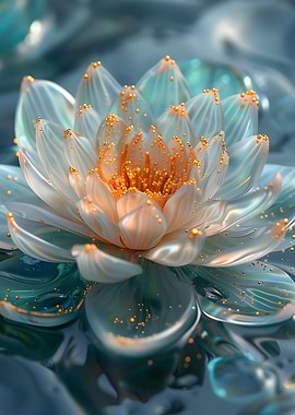 Glistening Lotus Flower with Gold Dust
