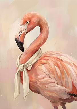 Elegant Flamingo with Scarf