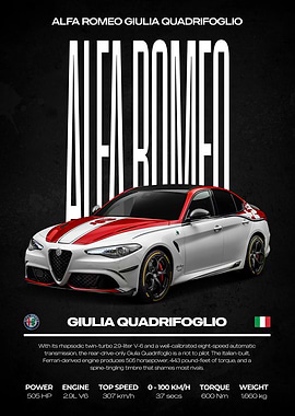 Alfa Romeo Giulia Quadrifoglio Poster