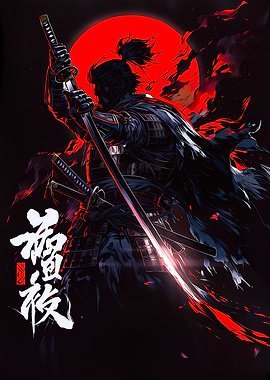 Samurai Warrior Under a Red Sun